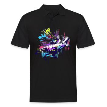 Tyrannosaure Rex arc-en-ciel - Polo Homme - noir - Devant - Kai (181cm)