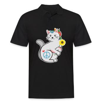 Hippie cat mouth covering face mask - Men's Polo Shirt - black - Front - Kai (181cm)