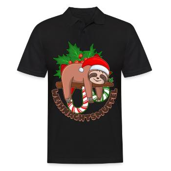 WEIHNACHTSMUFFEL Mit Lustiges Faultier Weihnachten - Männer Poloshirt - Schwarz - Vorne - Kai (181cm)