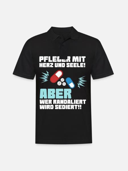 Pflege mit Herz - Altenpfleger Krankenpfleger - Männer Poloshirt - Schwarz