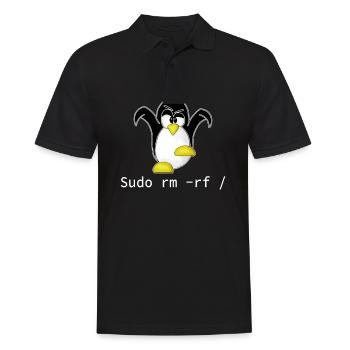 Tux Linux Pingouin Sudo Rm Rf | Hacke geek geek - Polo Homme - noir - Devant - Kai (181cm)