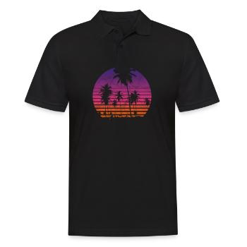 Synthwave Retrowave Aesthetic Vintage Drive Laser - Men's Polo Shirt - black - Front - Kai (181cm)
