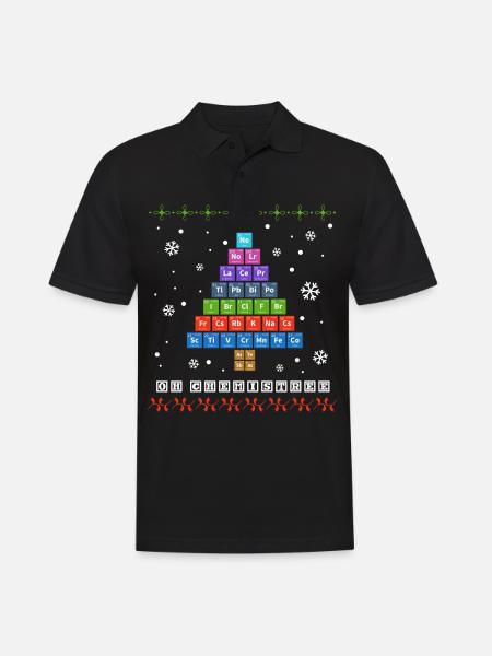 Chemistree, Weihnachtsbaum aus Periodensystem - Männer Poloshirt - Schwarz