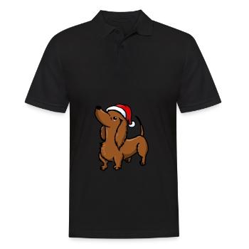 Hund Dackel Dachshund Weihnachten Advent süß cute - Männer Poloshirt - Schwarz - Vorne - Kai (181cm)