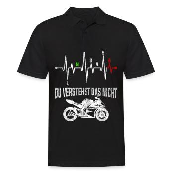 Du verstehst das nicht - Motorrad Herzschlag - 6 - Männer Poloshirt - Schwarz - Vorne - Kai (181cm)