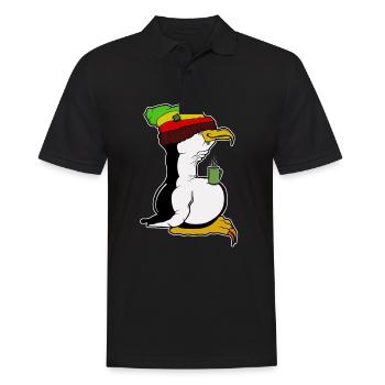 Tux Linux Pingouin Pingouin pause café maniaque Rasta - Polo Homme - noir - Devant - Kai (181cm)