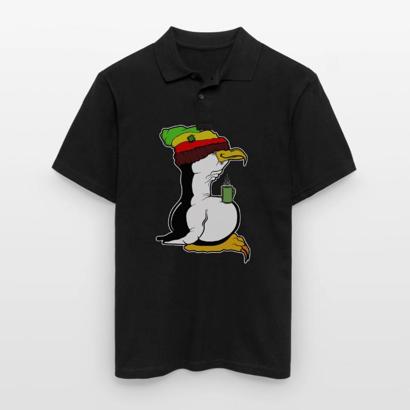Tux Linux Pinguin Kaffeepause Computerfreak Rasta Männer Poloshirt