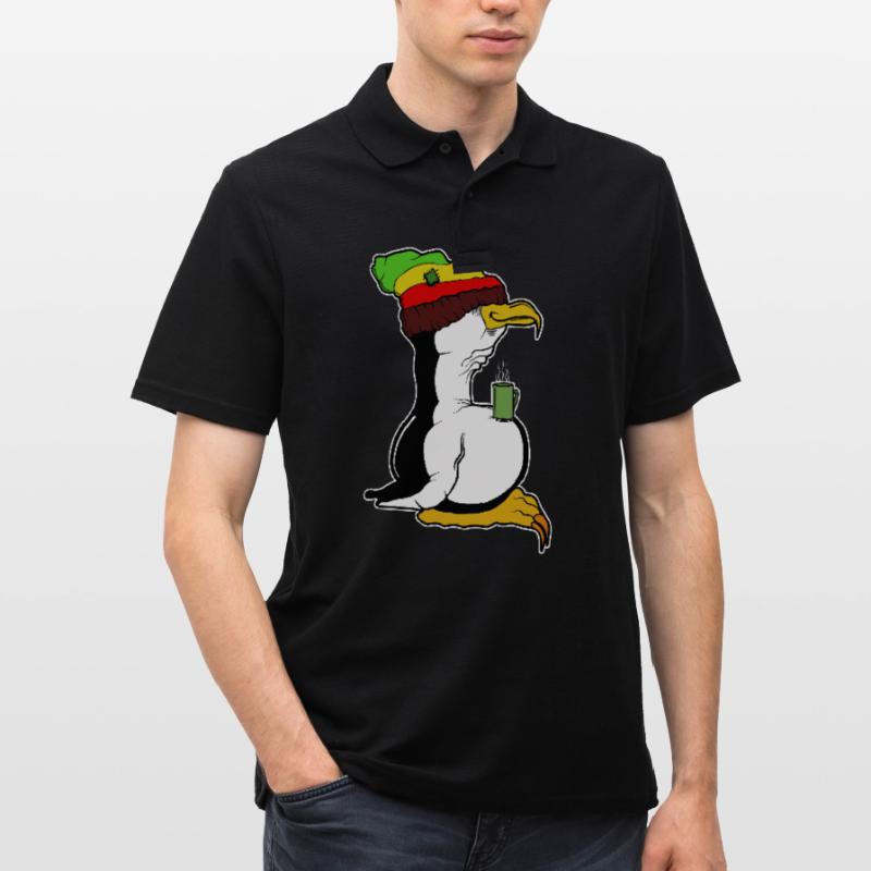 Tux Linux Pinguin Kaffeepause Computerfreak Rasta Männer Poloshirt