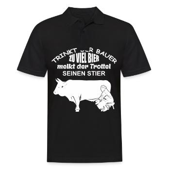 Melken | Bier | Traktor fahren | Landwirt - Männer Poloshirt - Schwarz - Vorne - Kai (181cm)