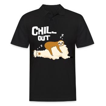 Chill out, sloth sleeps on Lama, Gengh - Men's Polo Shirt - black - Front - Kai (181cm)