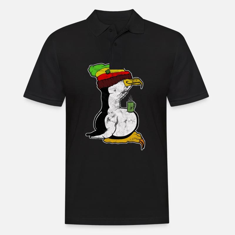 Tux Linux Penguin Coffee Break Ordinateur Nerd Rétro - Polo Homme - noir