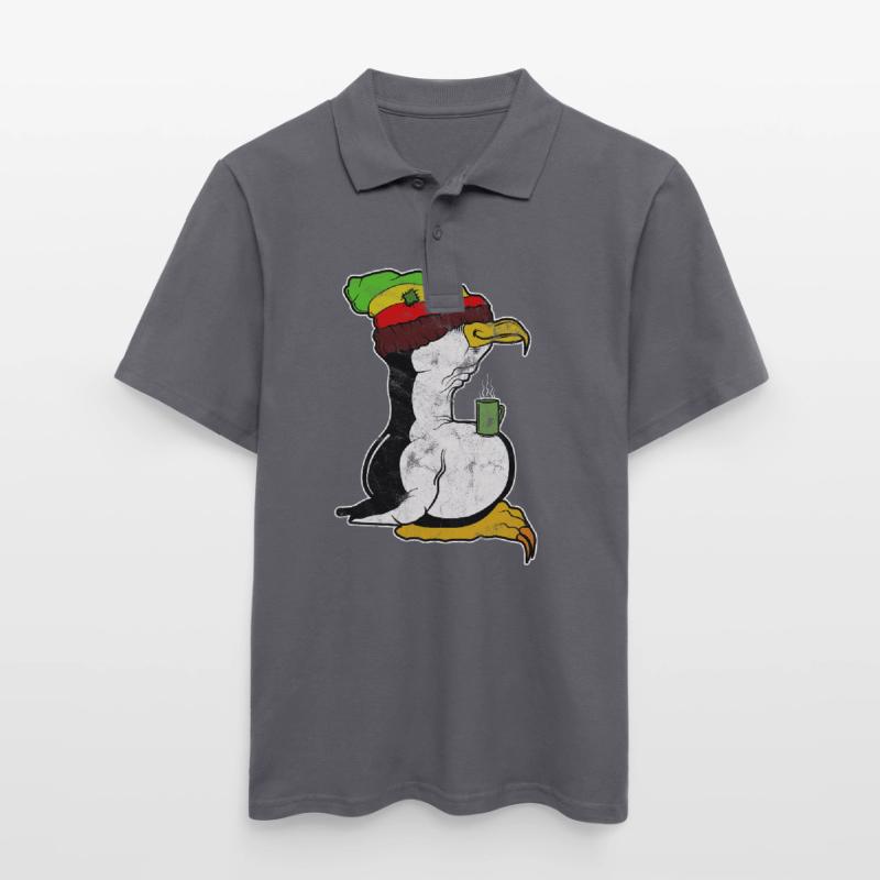 Tux Linux Penguin Coffee Break Computer Nerd Retro Men's Polo Shirt