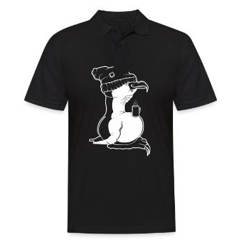 Tux Linux Penguin Coffee Break Ordinateur Freak Nerd - Polo Homme - noir - Devant - Kai (181cm)