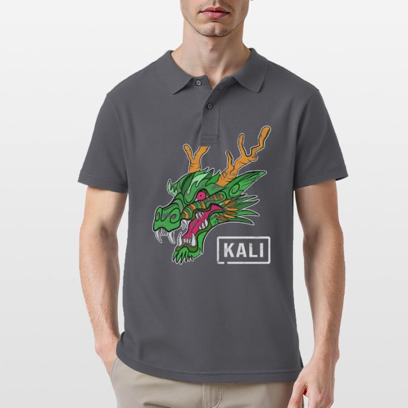 Kali Linux Computer Administrator Tux Dragon Head Men's Polo Shirt