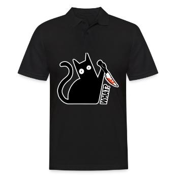 Chat quoi? drôle chat noir avec un couteau - Polo Homme - noir - Devant - Kai (181cm)