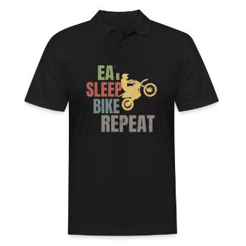 Retro Motocross essen Schlaf-Wiederholungs-Geschenk - Männer Poloshirt - Schwarz - Vorne - Kai (181cm)