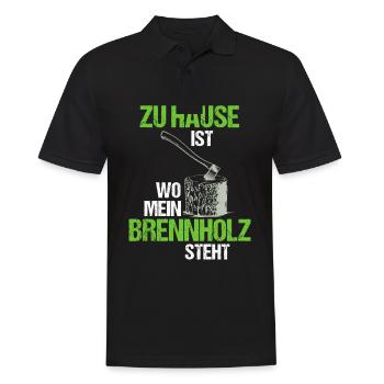 Brennholz Axt Holz Machen - Männer Poloshirt - Schwarz - Vorne - Kai (181cm)