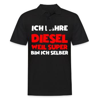 Ich fahre Diesel, weil super bin ich selber - Männer Poloshirt - Schwarz - Vorne - Kai (181cm)