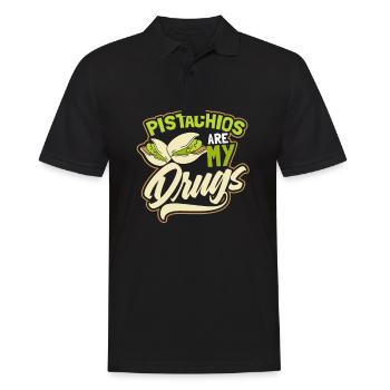 Les pistaches Les pistaches sont mon cadeau de drogue - Polo Homme - noir - Devant - Kai (181cm)