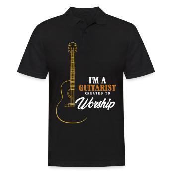 I am a guitarist created to worship,Gitarre Christ - Männer Poloshirt - Schwarz - Vorne - Kai (181cm)