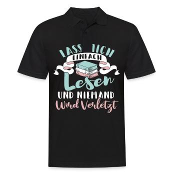 Lesen Buch Bücher Lustig Spruch Geschenk - Männer Poloshirt - Schwarz - Vorne - Kai (181cm)