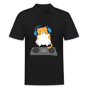 Cat DJ Cat Turntables Gift - Men's Polo Shirt - black - Front - Kai (181cm)