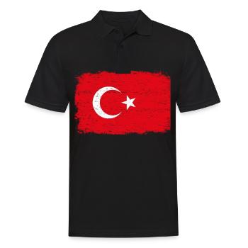 DRAPEAU TURC Turquie drapeau cadeau pour les Turcs - Polo Homme - noir - Devant - Kai (181cm)