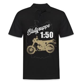 Blood type 1:50 petrol piston moped Simson East - Men's Polo Shirt - black - Front - Kai (181cm)