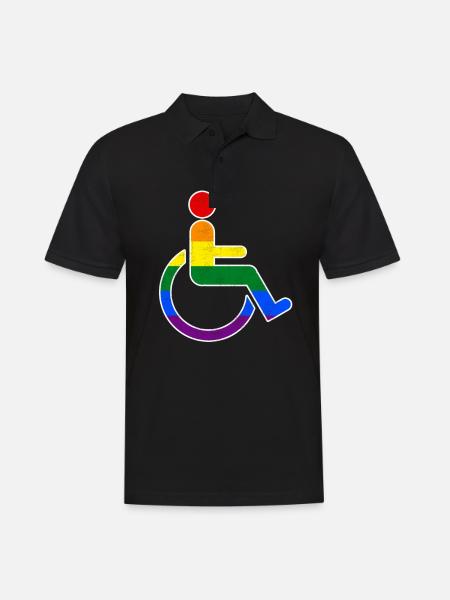 Sjove homoseksuelle kørestols regnbuetrøje - Herre poloshirt - sort
