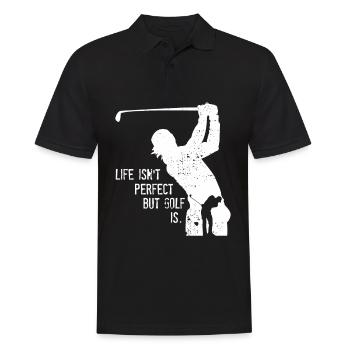 Golfer Golfspieler Silhouette Spruch Golfschläger - Männer Poloshirt - Schwarz - Vorne - Kai (181cm)