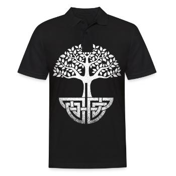 Celtic Tree of Life, Runes Irish Tree Gaelic - Men's Polo Shirt - black - Front - Kai (181cm)