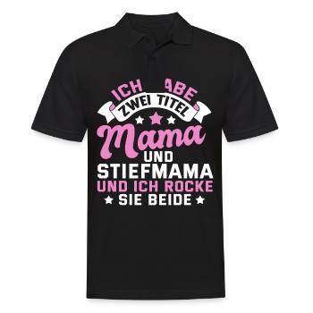 Stiefmutter Mama Stiefsohn Lustig Spruch Geschenk - Männer Poloshirt - Schwarz - Vorne - Kai (181cm)