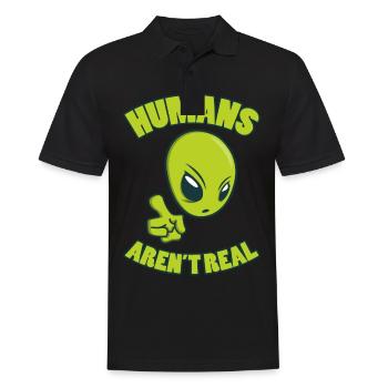 HUMANS ARE NOT REAL Alien UFO Sci-Fi Geschenke - Männer Poloshirt - Schwarz - Vorne - Kai (181cm)