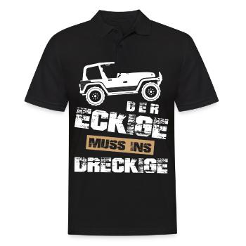Geländewagen, der Eckige muss ins dreckige,Offroad - Männer Poloshirt - Schwarz - Vorne - Kai (181cm)