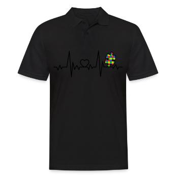 AUTISM HEARTBEAT Autism Awareness Gift - Men's Polo Shirt - black - Front - Kai (181cm)