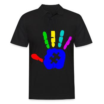 AUTISMUS PUZZLE HAND Autism Awareness Geschenk - Männer Poloshirt - Schwarz - Vorne - Kai (181cm)