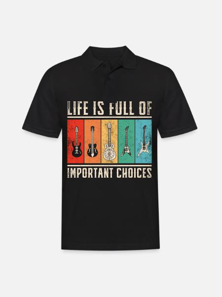 Life is full of important choices guitar vintage - Men's Polo Shirt - black