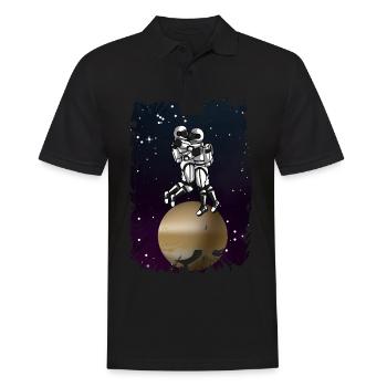 ASTRONAUT LOVE Weltraum Valentinstag - Männer Poloshirt - Schwarz - Vorne - Kai (181cm)