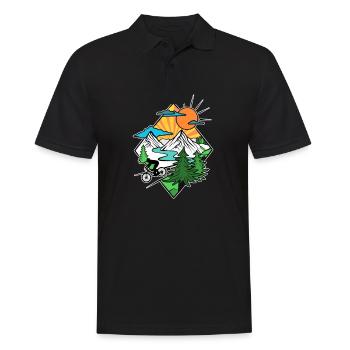 MTB Mountain Bike Enduro MTB Biker - Männer Poloshirt - Schwarz - Vorne - Kai (181cm)