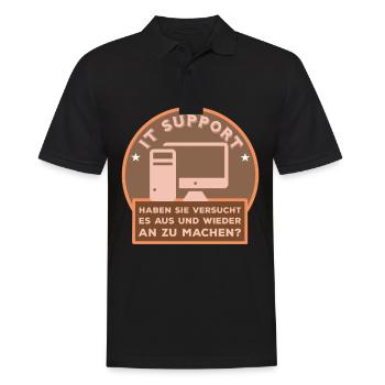 Computer - Tech Support - Männer Poloshirt - Schwarz - Vorne - Kai (181cm)