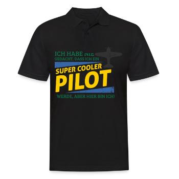 Alten Flugzeug - Pilot - Männer Poloshirt - Schwarz - Vorne - Kai (181cm)