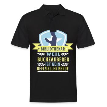 Buchzauberer - Bibliothek - Männer Poloshirt - Schwarz - Vorne - Kai (181cm)