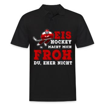 Ice Hockey Makes Me Happy - Eishockey - Männer Poloshirt - Schwarz - Vorne - Kai (181cm)