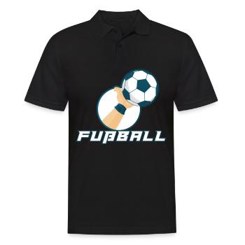 Hand Eines Torwarts Mit Fußball - Soccer - Männer Poloshirt - Schwarz - Vorne - Kai (181cm)