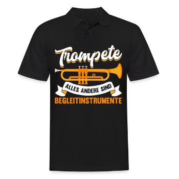 Lustig Trompete Blasinstrument Spruch Geschenk - Männer Poloshirt - Schwarz - Vorne - Kai (181cm)