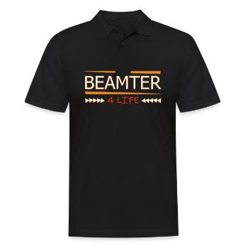 Beamter auf Lebenszeit - Männer Poloshirt - Schwarz - Vorne - Kai (181cm)