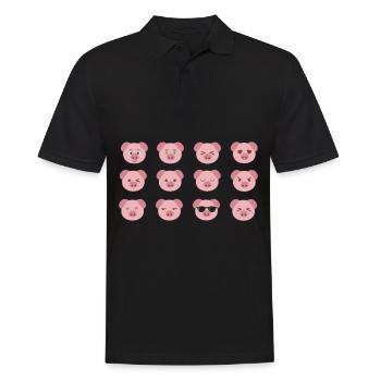 Visages de porc drôles. - Polo Homme - noir - Devant - Kai (181cm)