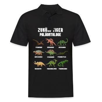 Die Zukunft - Dinosaurier Paläontologe! - Männer Poloshirt - Schwarz - Vorne - Kai (181cm)