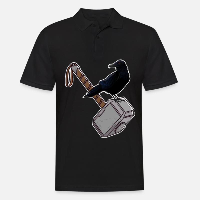 Thor Hammer Mjölnir Rabe - Männer Poloshirt - Schwarz