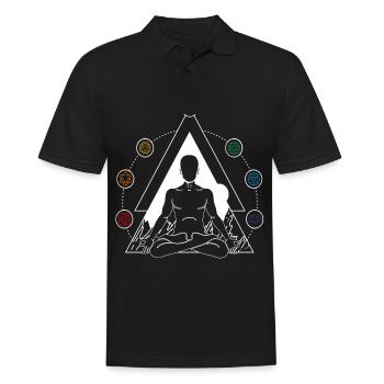 Yoga Chakra Spirituelles Meditieren 7 Chakren - Männer Poloshirt - Schwarz - Vorne - Kai (181cm)